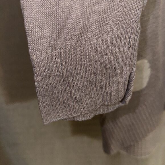 Beach Club S Linen Lightweight Crewneck Sweater Gray White Polka Stripes - Picture 6 of 13